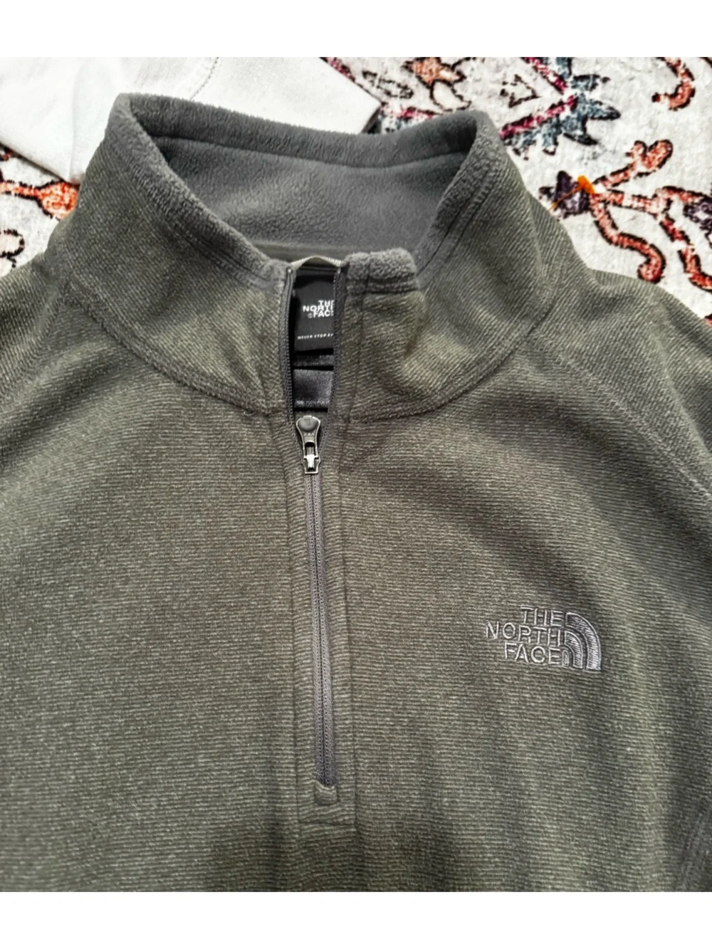 The North Face Men's Olive Green Half-Zip Sweater